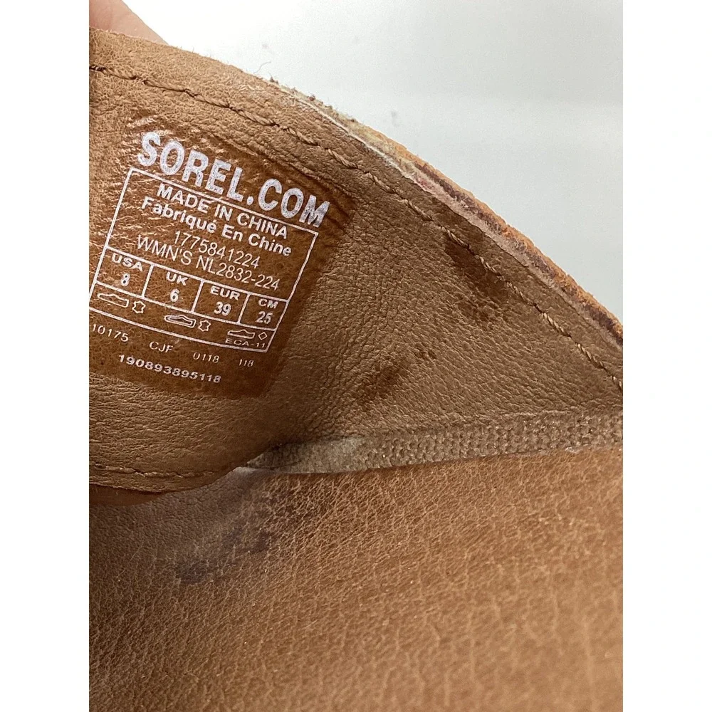 Sorel Joanie II Ankle Strap Wedge Sandals Brown Leather NL2832-224 Womens Size 8